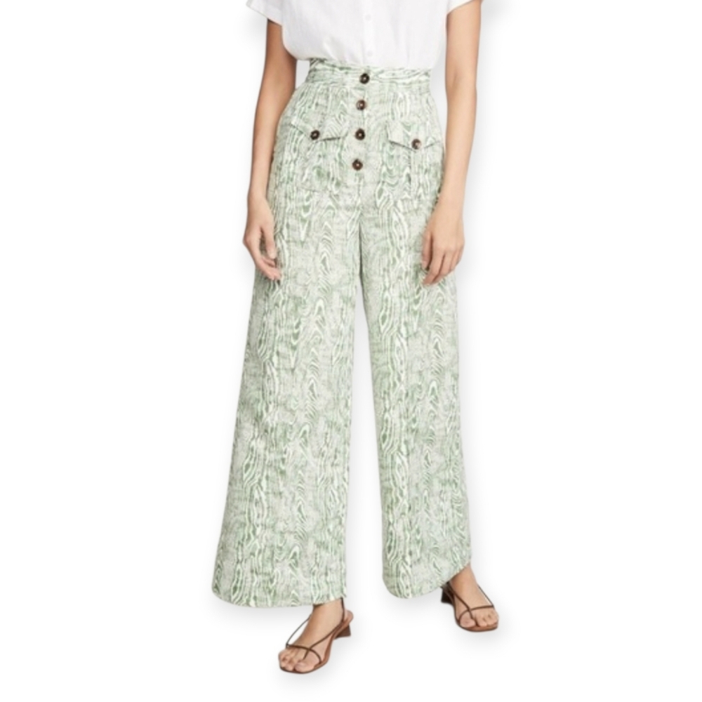 C/MEO Collective Wide Leg Pants in Mint Green Marble Print